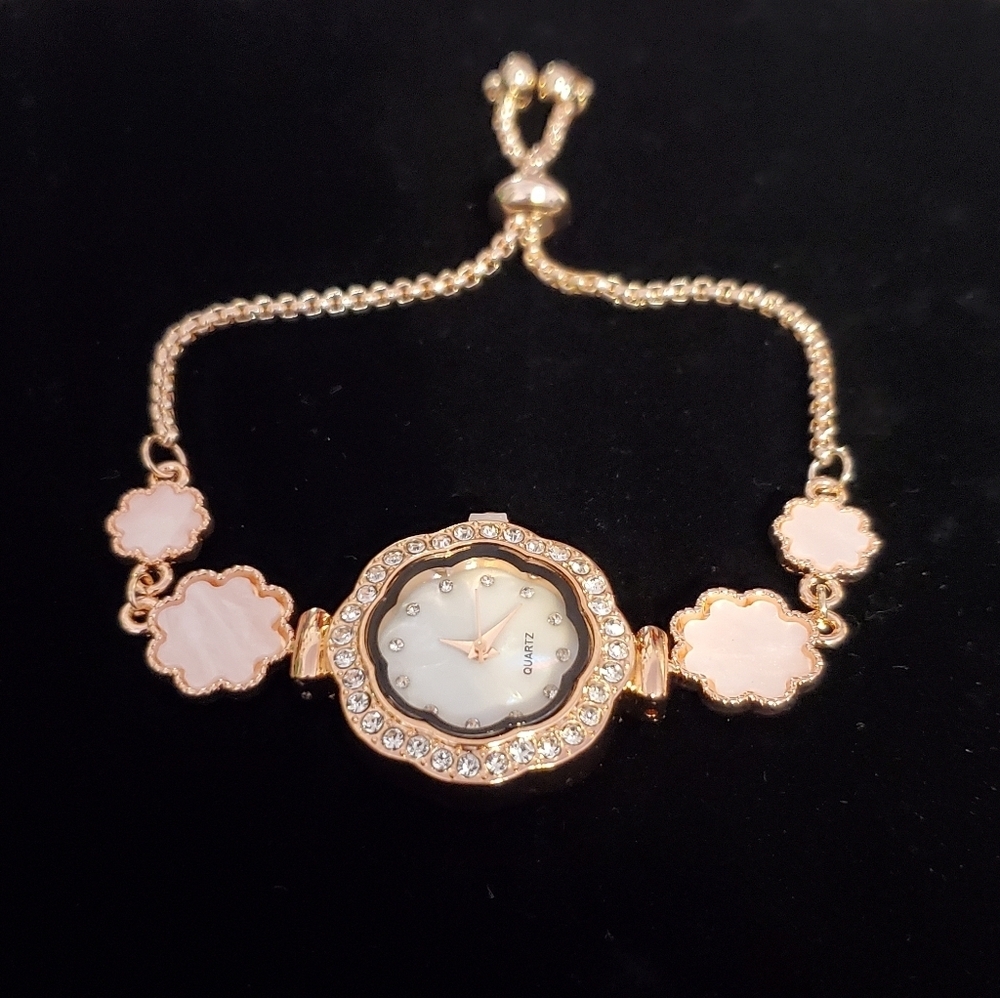 New Rhinestone Crystal Women's Bracelet Watch Rose Gold